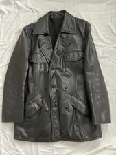 Hackel & Co. German Police/Military/Motorcycle Black Leather Coat, Chest 48cm
