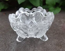 1905 Clear, Higbee Glass Diamond Point Discs Open Salt Dip, Cellar, Dish!