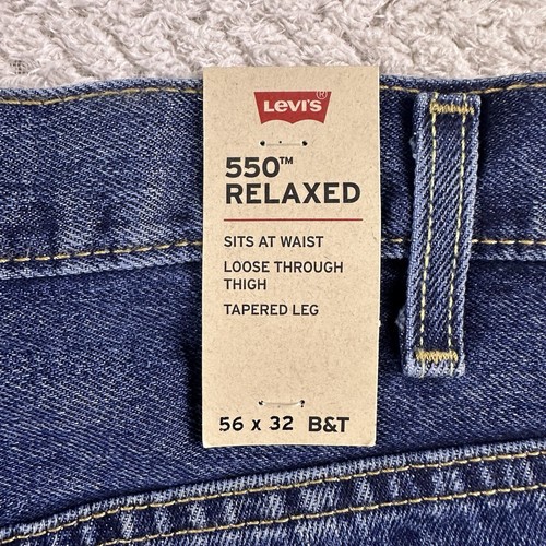 Levis 550 Jeans Mens 56x32 Blue Denim Tapered Leg Relaxed Fit NWT Big & Tall New - Picture 19 of 23
