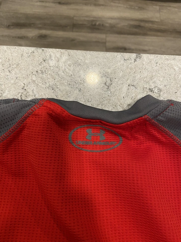 Camisa térmica Under Armour para hombre roja gofre manga larga pulóver-XXL Foto 2 de 4