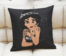 Jasmine Tattoo Pillow Case 17 x 17 Cotton Linen Design Décor USA SHIPPER