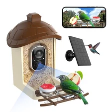 Bird Feeder with Camera, 2K HD Live Video, Smart Bird Cam Solar Powered with ...