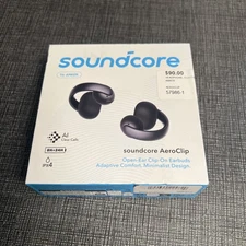 Open Box Soundcore by Anker Aeroclip Open-Ear Clip-On Earbuds Black A3388Z11