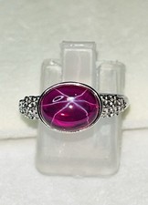925 Sterling Silver Lab Created Red Star Ruby Ring