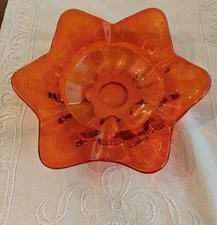 Vintage Viking Persimmon Art Glass Ashtray / Dish 6 Petal 9"