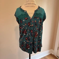 Daniel Rainn Women's Green Floral Blouse Size L