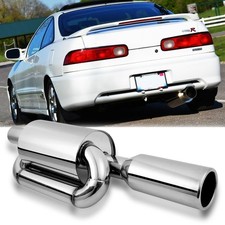 Twin Loop Exhaust Muffler 2.5in 4.0 Tip Chrome Polished For Acura Integra Gs-r Twin Loop Exhaust Muffler 2.5in 4.0 Tip Chrome Polished For Acura Integra Gs-r
