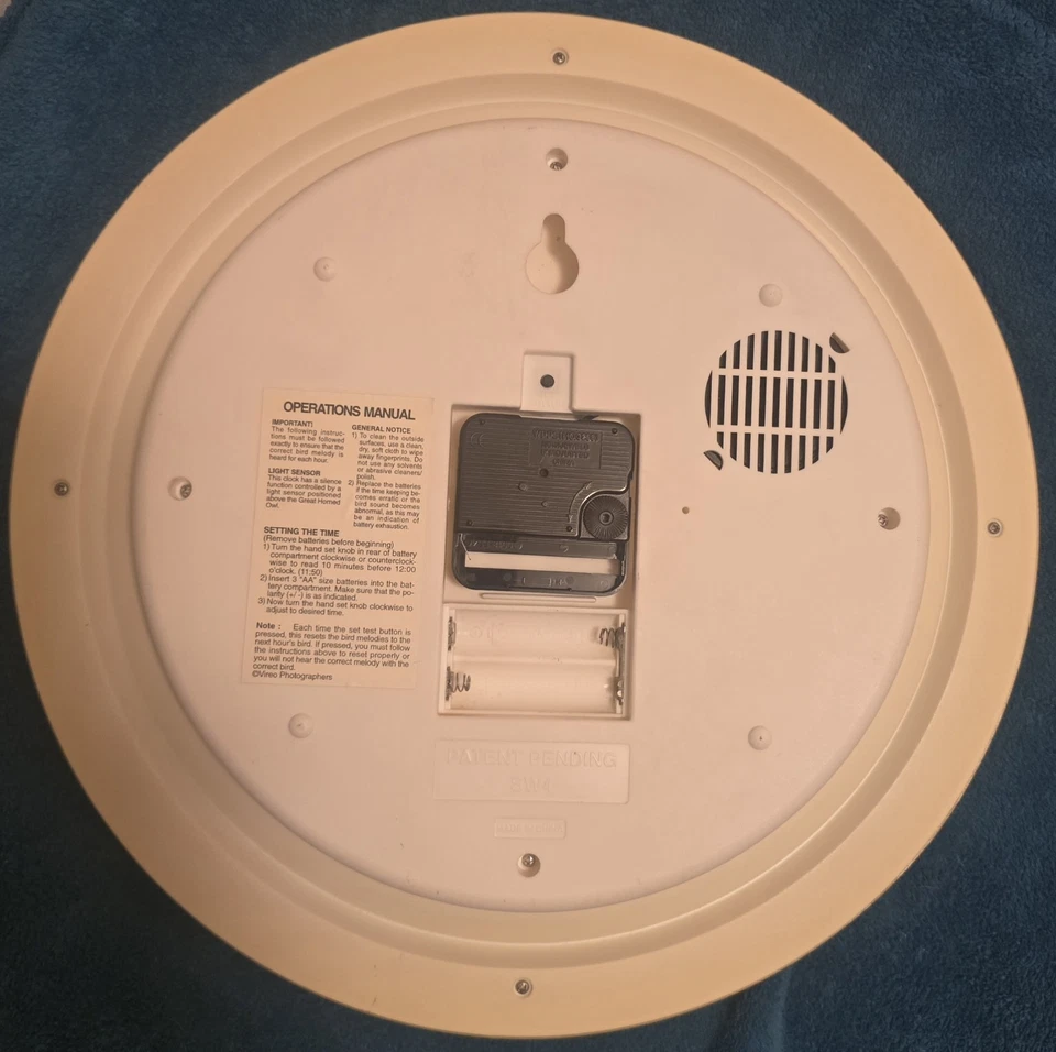 Reloj Pájaro Cantor Sociedad Nacional Audubon 13" Marco Color Roble PROBADO DE COLECCIÓN Foto 4 de 4