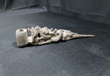 Antique 19th C. Asian CHINESE WOOD HAND CARVED DRAGON SHAPE SMOKING PIPE Rare