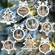 25pcs Rustic Christmas Ornaments for Tree Decorations - Small Wooden Christma...