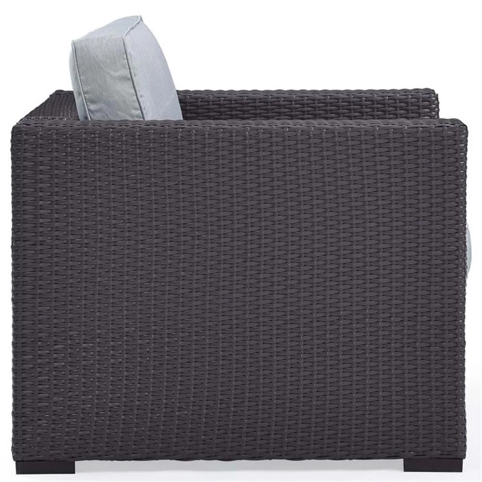 Crosley Furniture Biscayne Wicker / Rattan Patio Arm Chair in Brown and White - Image 4 of 4