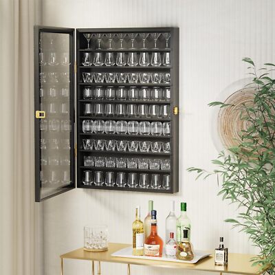 Sammlervitrine 9 Ebenen Weingläser Hängevitrine Abnehmbares Regal UV-Schut Holz