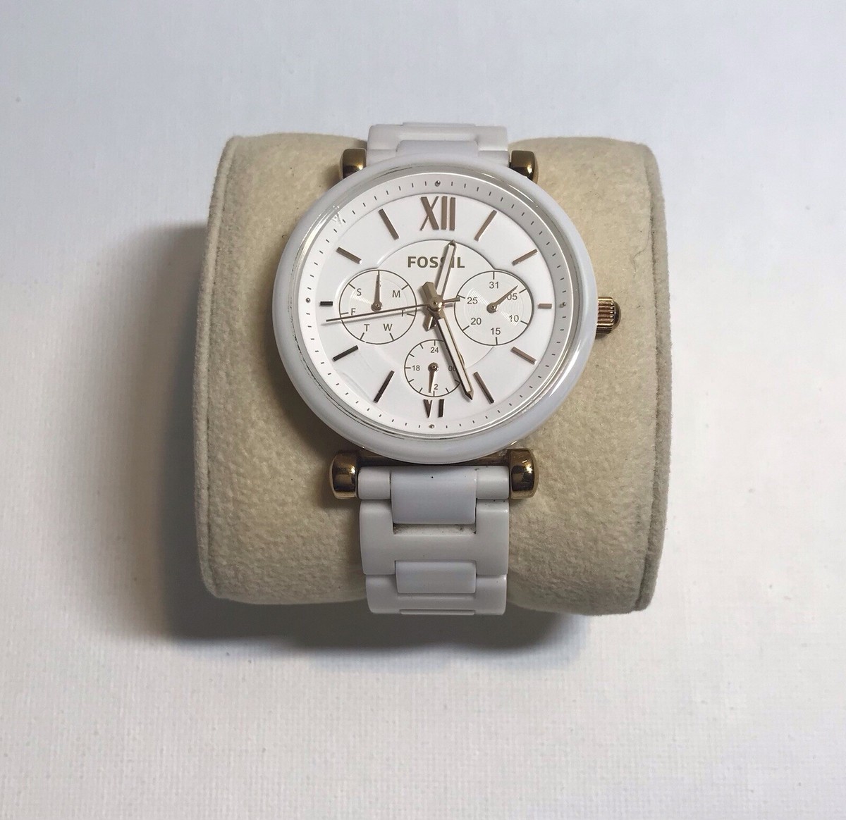Bracelet Carlie Multifunction White Ceramic Watch Fossil Carlie