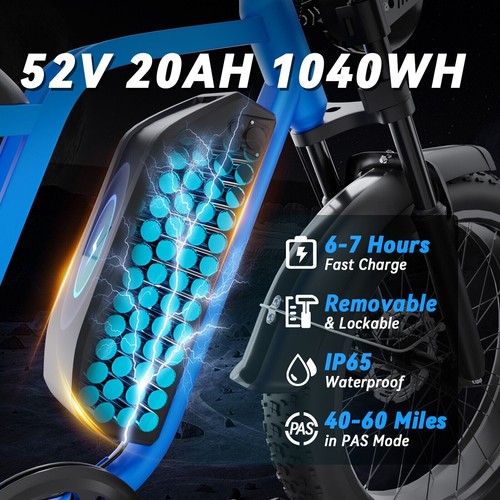 Electric-Bicycle 1500W/3000W Adults E-Bike 20'' Fat Tire Mountain MTB 20/46Ah UL - Picture 12 of 28