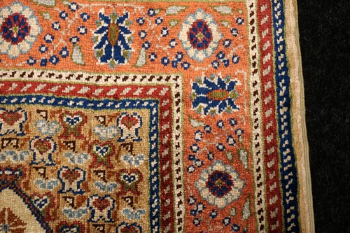 Tapis En Soie Hereke 57 X 41 Cm Motif De Vase Oriental Turc Beige - Imagen 8 de 11