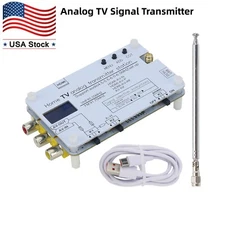 White Analog TV Signal Transmitter Home Analog TV Transmitter w/OLED Display *US