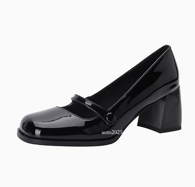 Women's Shoes Block Heels Round Toe Buckle Spring Mary Jane Collegiate Fashion