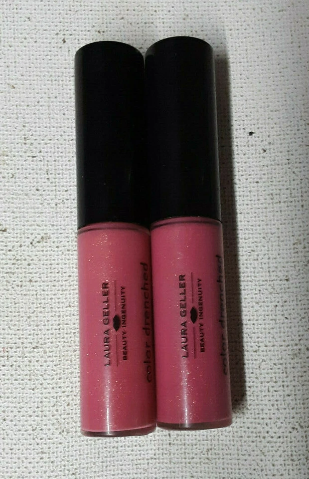 2 tube lot LAURA GELLER COLOR DRENCHED LIP GLOSS lipgloss PIAZZA PINK unsealed - Image 2 of 4