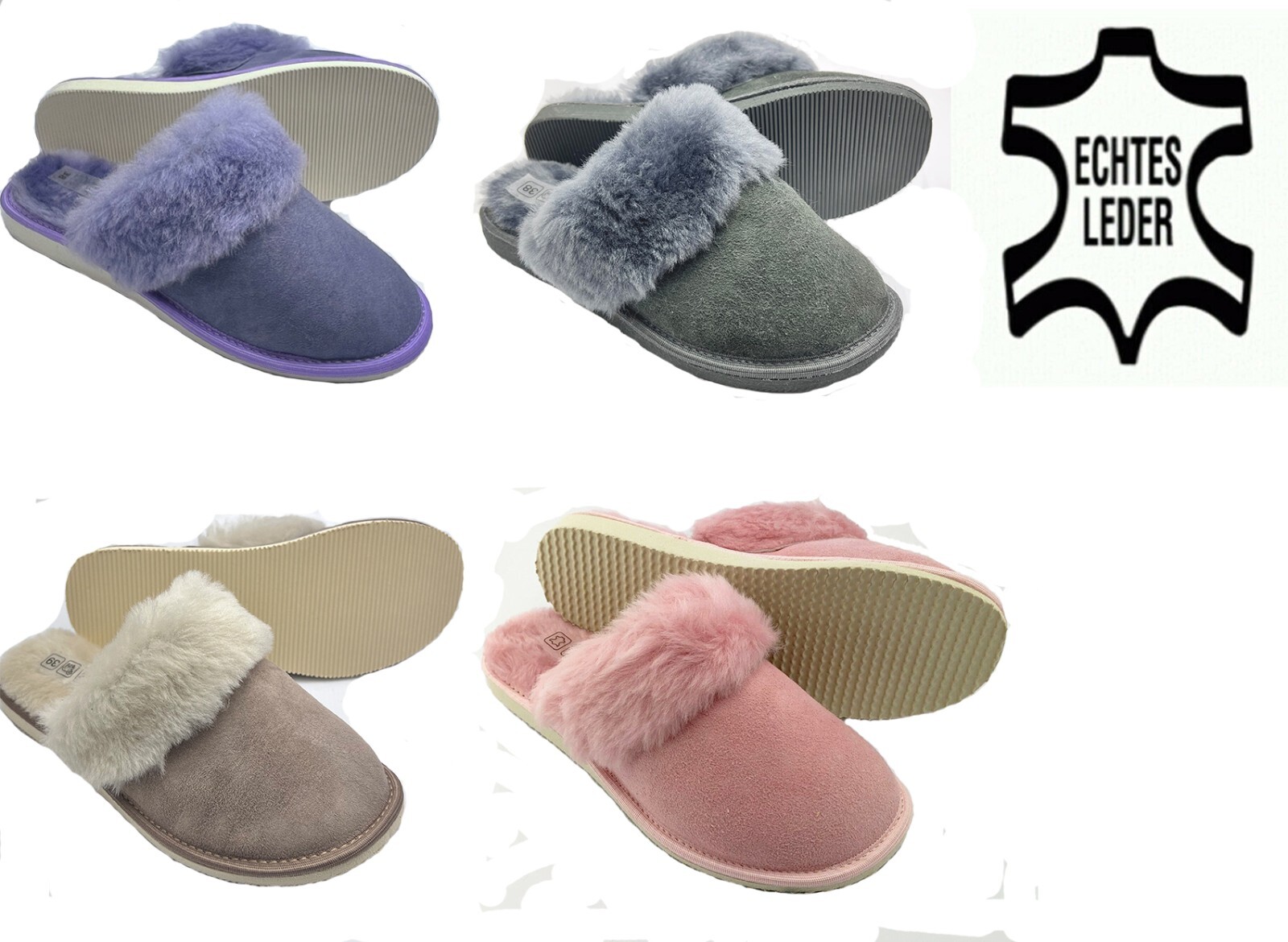 Mujer Zapatillas Cuero Genuino Con Piel de Cordero Zapatillas Lana Forrado