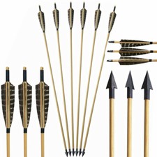Handmade Wooden Arrows 5" Natural Feather Arrow Nocks Archery Longbow Shooting