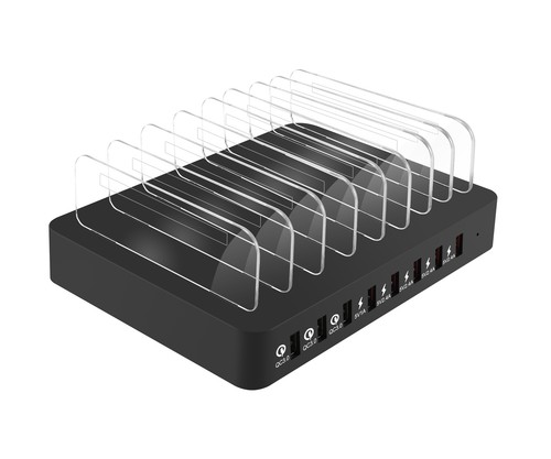 110W QC3.0 Soporte Desmontable 8-Puertos USB Cargador de Pared Dock para iPhone Huawei SONY - Imagen 4 de 6