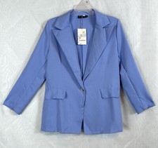 NWT Womens Blue Single Breast Business Casual Blazer Jacket / Large