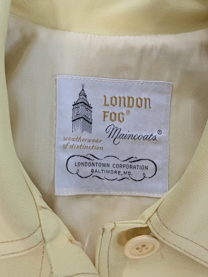 Vintage London Fog Single Breasted Rain Trench Coat Yellow 8 Reg Baltimore Small - Image 2 of 4