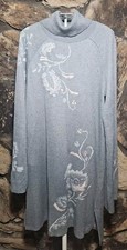 Style & Co Embroidered Metallic Turtleneck Sweater Dress XS Cottagecore Grandma