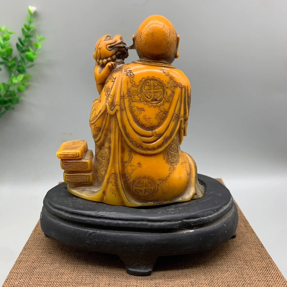 Selo de estátua de Buda esculpida em pedra nobre shoushan 4,1" Arhat kylin deus besta - Imagem 4 de 4