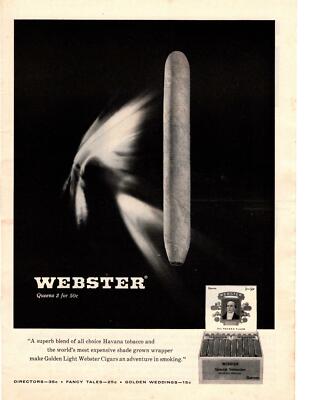 1959 Golden Light Webster Cigars Queens Directors Fancy Tales Weddings Print Ad