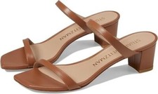 Stuart Weitzman Aleena 50 Sandals Women's US 10 Tan Leather Block Heel KHD844