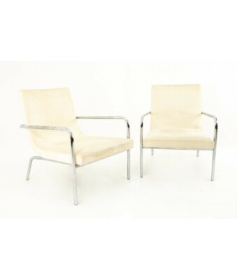 Milo Baughman Style Mid Century Scoop Chair - Pair