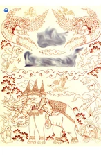 Thai yantra sak antique book pattern Tattoo Himmapan creatures Exotic animal