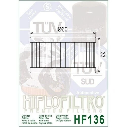 Hiflofiltro EO Quality Oil Filter (x 5) Fits SUZUKI GN250 / GZ250 MARAUDER - Image 3 of 4