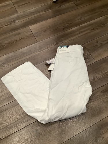 Cubavera Collection Men's NEW Linen Flat Front Pant Sleet 32 x 30 BRIGHT WHITE