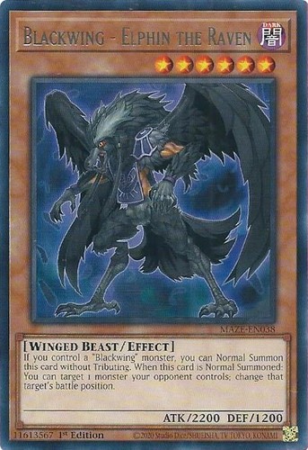 英語版遊戯王 Blackwing - Elphin the Raven 匿名発送 Blackwing - Elphin the Raven Rare MAZE-EN038 (Near Mint 1st