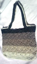 Handbag/Tote Crocheted Yarn Over the Shoulder Multicolored Grays Handcrafted New