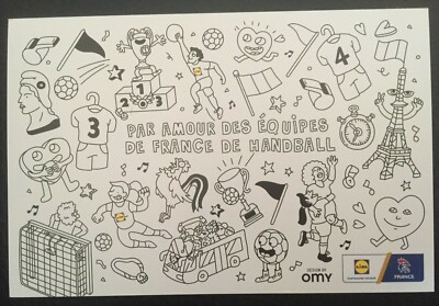 Omy Coloring Postcard ''''Teams de France de Handball'''' by LIDL Tokyo 2020