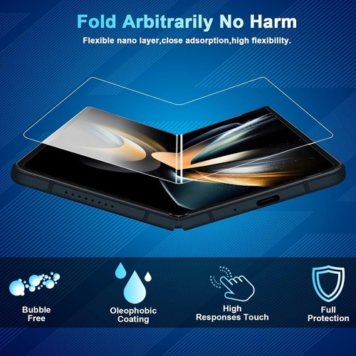 Pack de 2 Film TPU Transparent pour Samsung Galaxy Z Fold7 6 5 avec Vitre Protecteur d'écran - Photo 3 sur 7