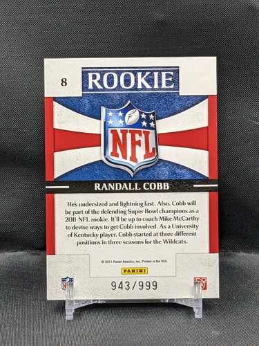 Donruss Elite #8 Randall Cobb 2011/999 NFL novato Green Bay Packers - Imagen 2 de 2