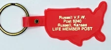 Vintage Keychain Russell V.F.W. Post 6240 Life Member Post RUSSEL KANSAS USA K85