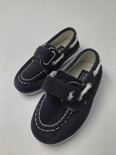 Polo By Ralph Lauren Kids Hook And Loop Slip On Blue Shoes Size 5