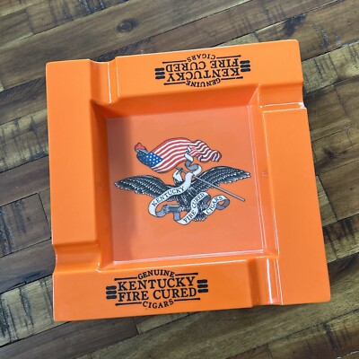 Kentucky Fire Cured Cigar Large Orange Square Ashtray - Drew Estate KFC