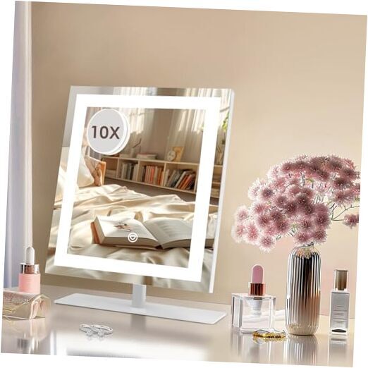 12in Hollywood Vanity Mirror with 10X Magnification and LED Lighting in White