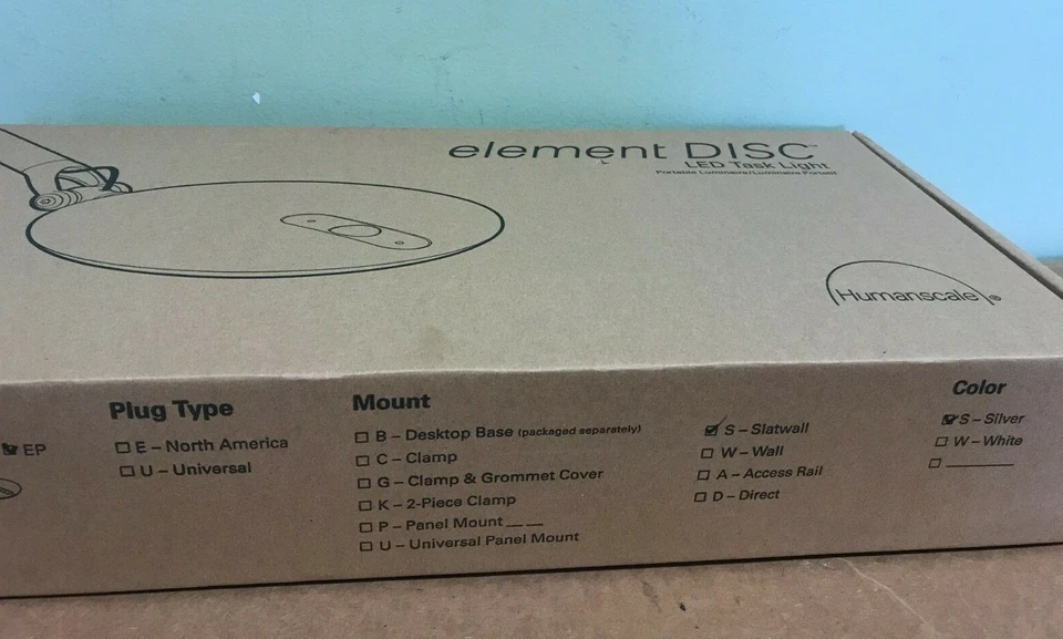 Humanscale Element Disc LED Light - SILVER,  Only With SLAT WALL MOUNT BASE - Image 2 of 4