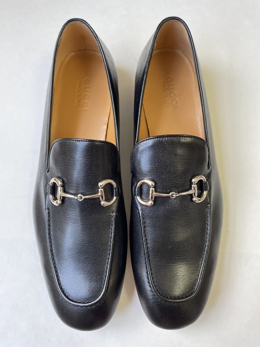 GUCCI Black Leather Silver Horsebit Loafer 649479, Sz UK 13, US