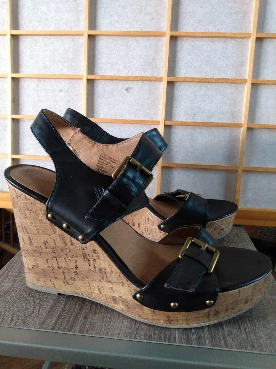 Black Cork Wedges Size 10