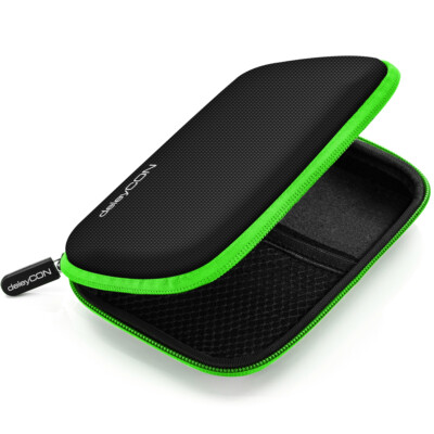 deleyCON Festplattentasche / Case für 2.5 Zoll HDD/SSD - 2 Fächer - Schwarz/Grün