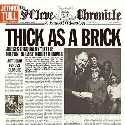 Jethro Tull Thick As A Brick 12x12 Album Cover Replica Poster