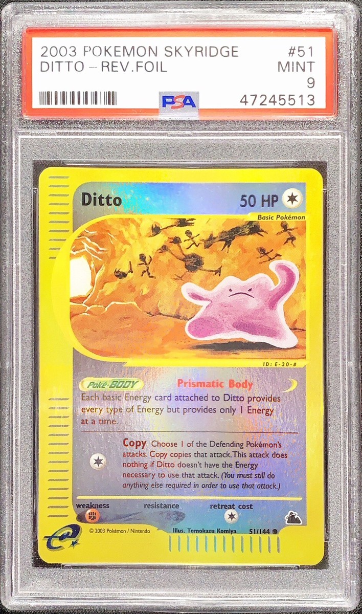 Pokemon Ditto 51/144 Skyridge Reverse Holo PSA 9 MINT 2003 Pokemon Ditto 51/144 Skyridge Reverse Holo PSA 9 MINT 2003